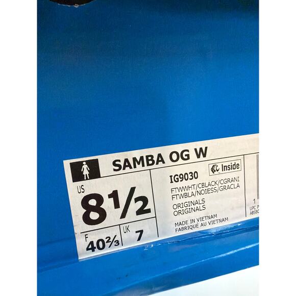 Adidas Women's Cloud White Core Black Clear Granite Samba OG Sneakers Size 8.5 - Picture 3 of 12